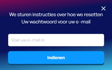 Wachtwoord reset formulier met e-mailveld en knop Indienen in het Nederlands